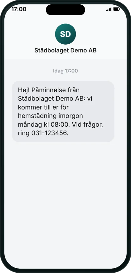 SMS-påminnelse till kunden